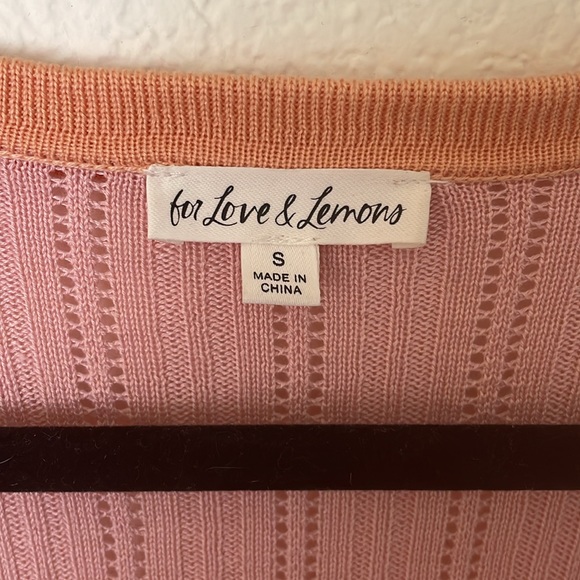 FOR LOVE AND LEMONS Pink Orange Phoebe Pointelle Crop - Picture 5 of 7